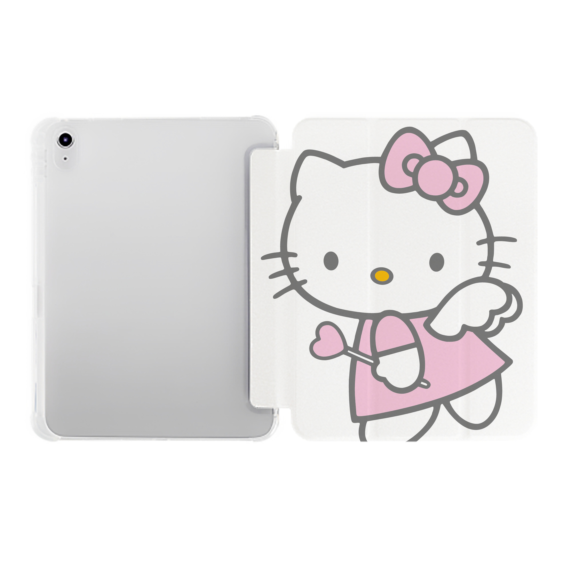 （画像用） Hello Kitty ハローキティ IPad ケース ペン収納付き 三つ折りスタンド PUレザー×シリコン 対応機種9.5/10.5/10.9インチ